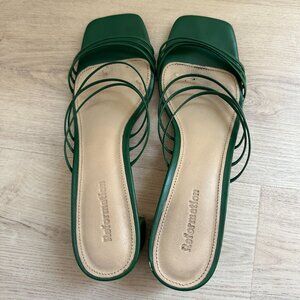 Reformation Emerald Green Strapy Kitten Heels - 7.5